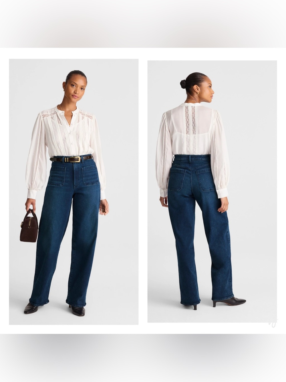 Madewell The Curvy Emmett Wide-Leg Jean: Patch Pocket Edition Dark Wash Sz 27